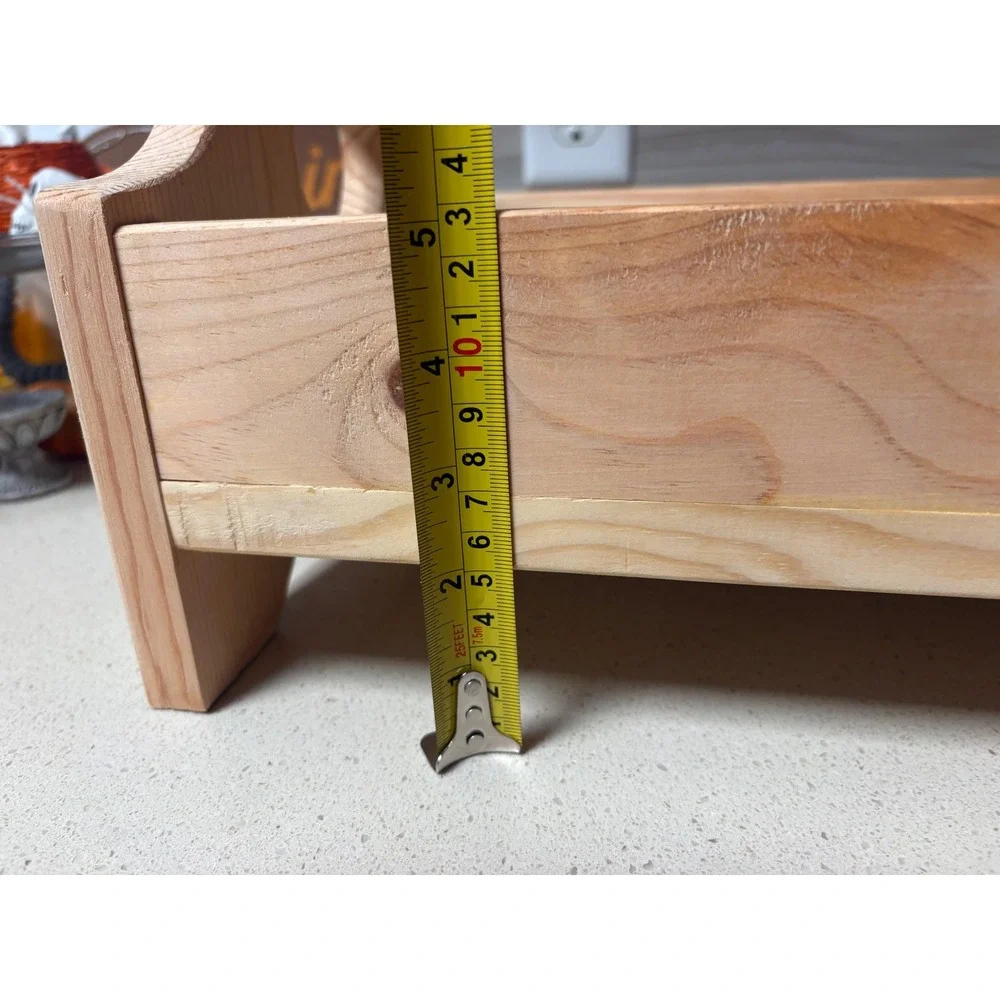 Handmade Pine Wood Tray Heart Cutout Handles Farmhouse